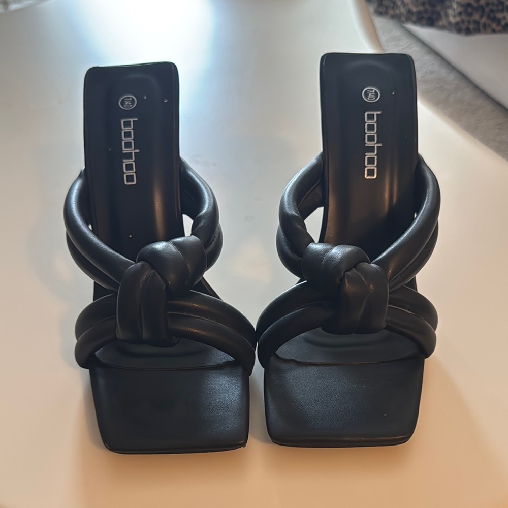 Boohoo Black Block Heel Sandals
